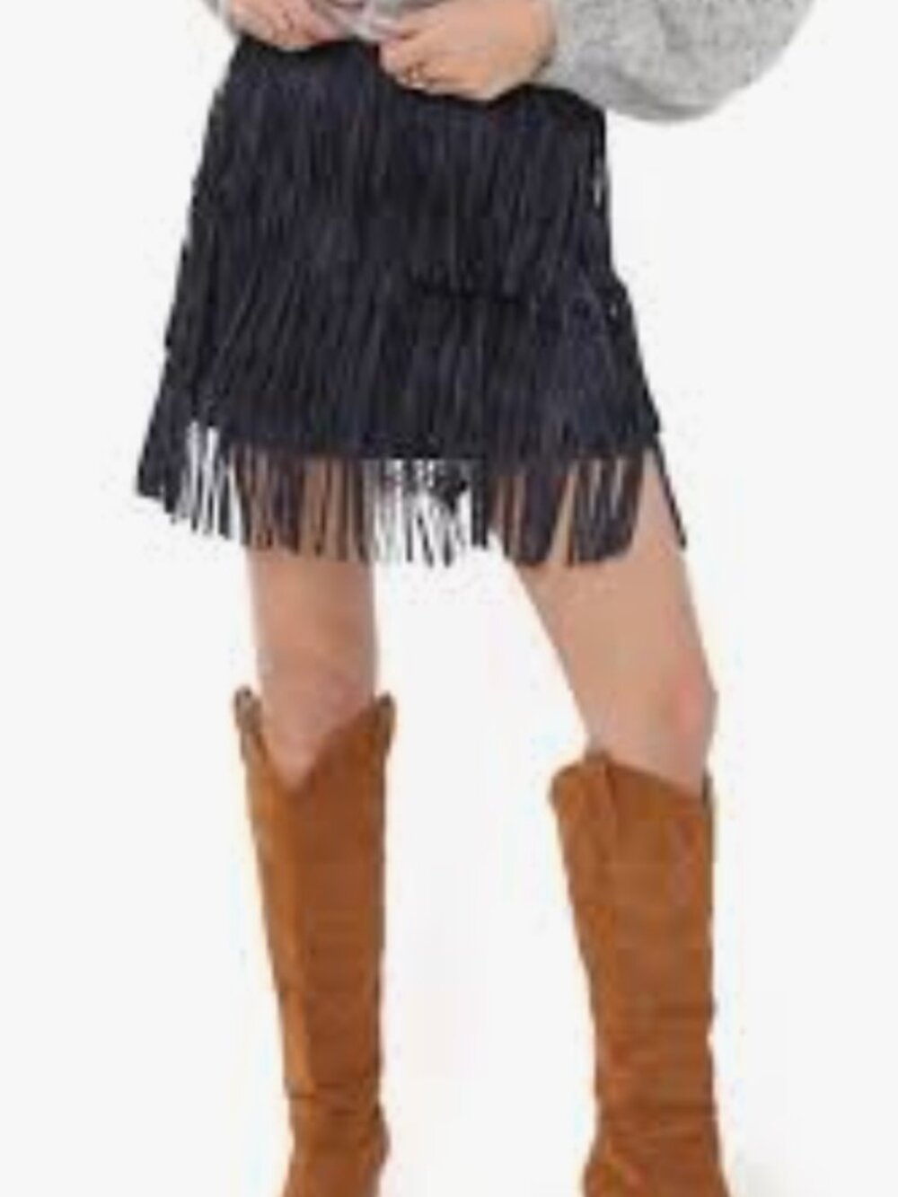 Sadie & Sage The Groove Faux Suede Fringe Skirt